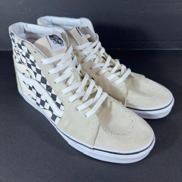 Men's Vans Sk8-Hi Checkerboard Flame White Skater High-Top Size 12 - Picture 3 of 8